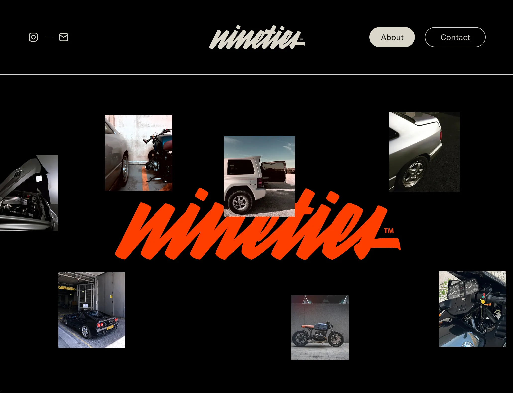 Nineties home page with scattered archive photography
